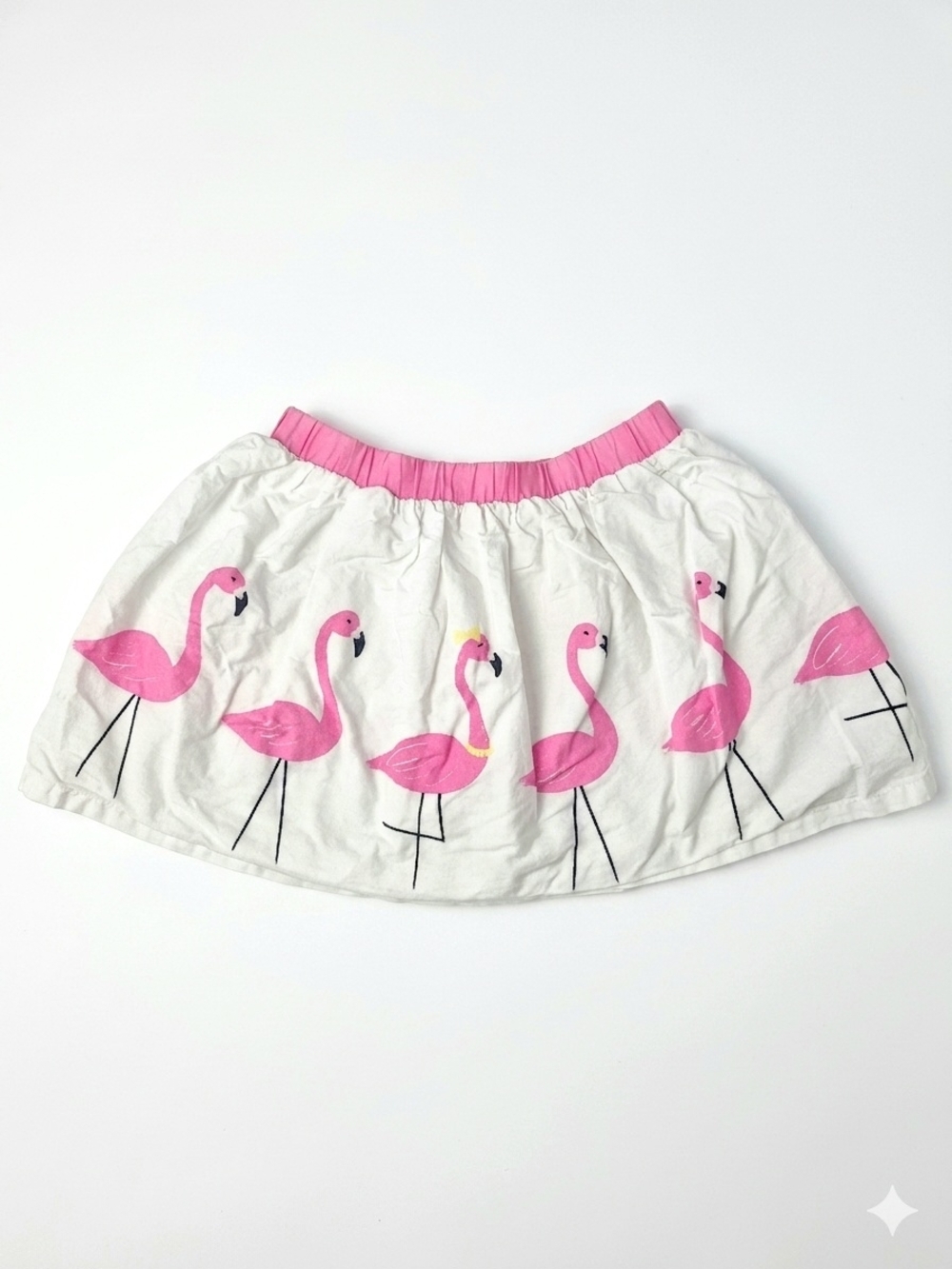 Gymboree Girls Flamingo Print Skirt Size 6 White Pink Cotton Lined